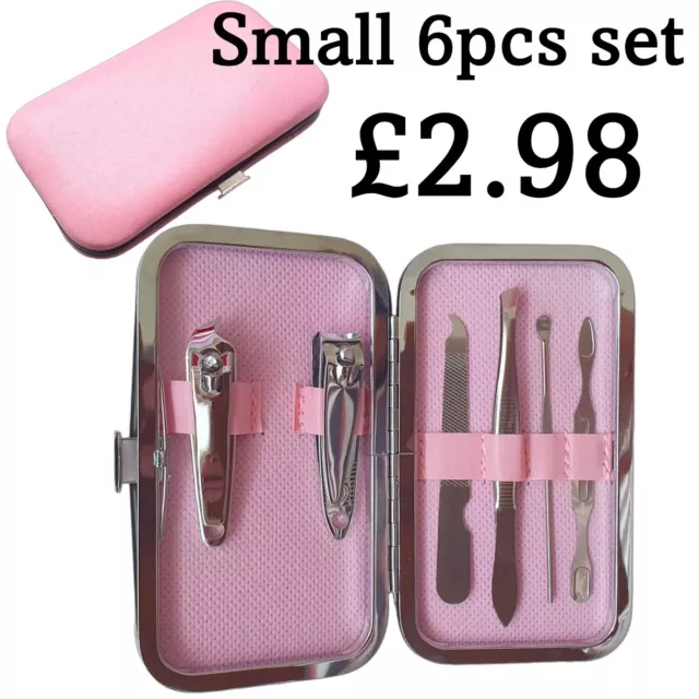 6 Pcs Manicure Pedicure Cuticle Kit Nail Care Clipper Cutter Case Rose Gift Set