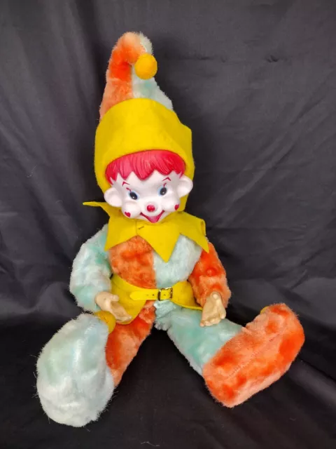 VTG "Rushton Style" Rubber Vinyl Face Clown Jester 22" Doll