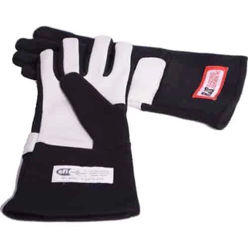 R.J.S. Safety Equipment 600010106 Double Layer Nomex Racing Gloves X-Large Black