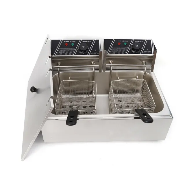 5000W Commercial Electric Deep Fryer 12L Stainless Steel Restaurant Fry Basket