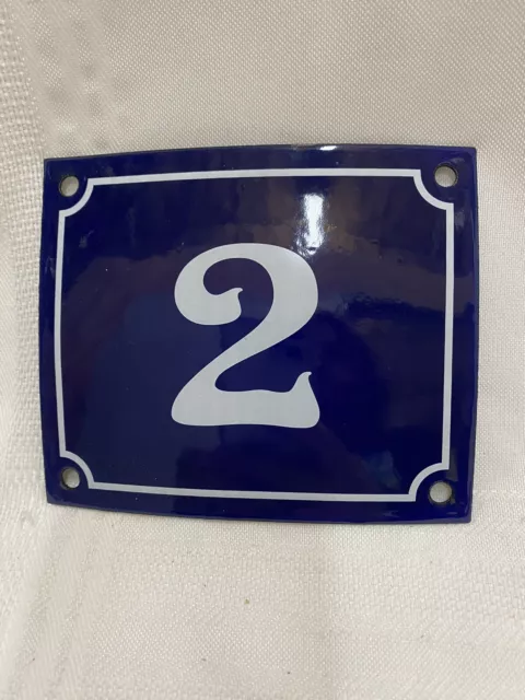 Vintage Style Blue Enamel Porcelain French House Number Door Steel Metal Sign 2