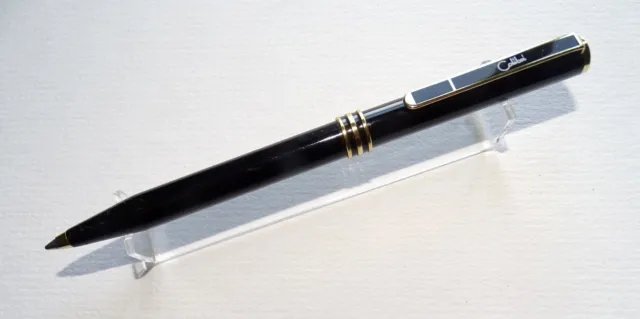 Vintage Colibri Of London Black Lacquer Gold Trim Ballpoint Pen, Vgc