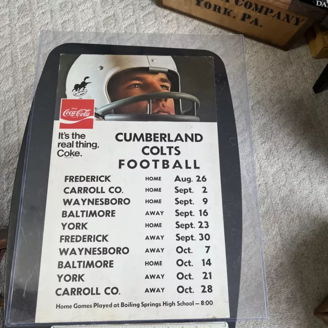 1970S COCACOLA SEMI Pro Football Schedule Poster Cumberland Colts