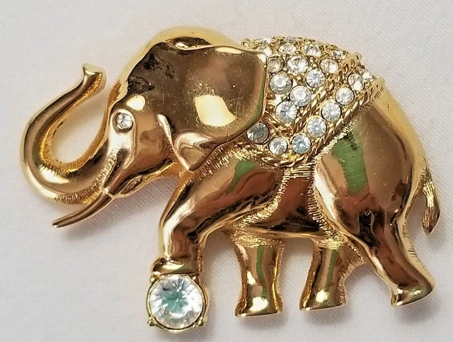Swarovski Elephant Brooch Pin Rhinestone Ball   A3