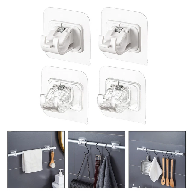 4pcs Hooks Curtain Rod Holder Curtain Pole Holder Closet Rod Bracket