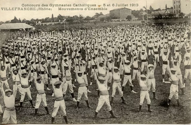 1913 Postcard / Villefranche Catholic Gymnast Contest