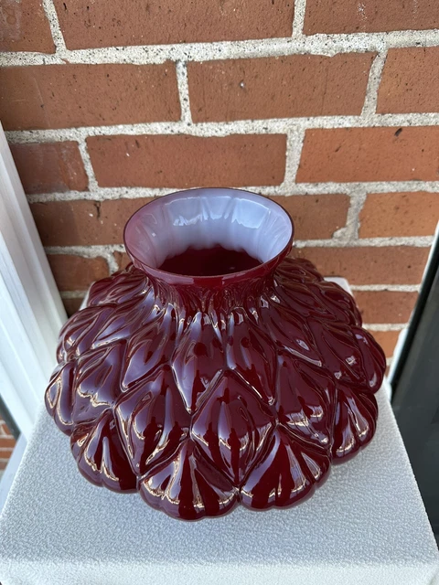 Aladdin Artichoke Ox Blood Cased Glass Oil Lamp Shade For 10in. Shade holder 6