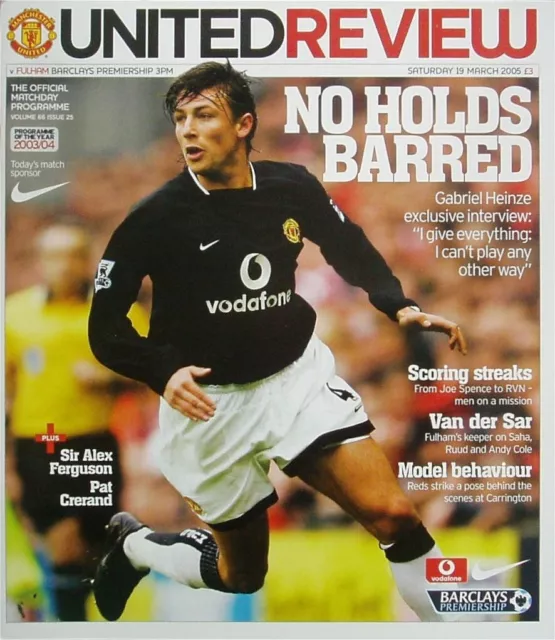 MANCHESTER UNITED MAN UTD v FULHAM PREMIER LEAGUE 2004/05 MINT