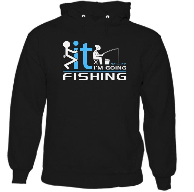 F It Pesca Uomo Divertente Pescatore Felpa con Cappuccio Asta Mulinello