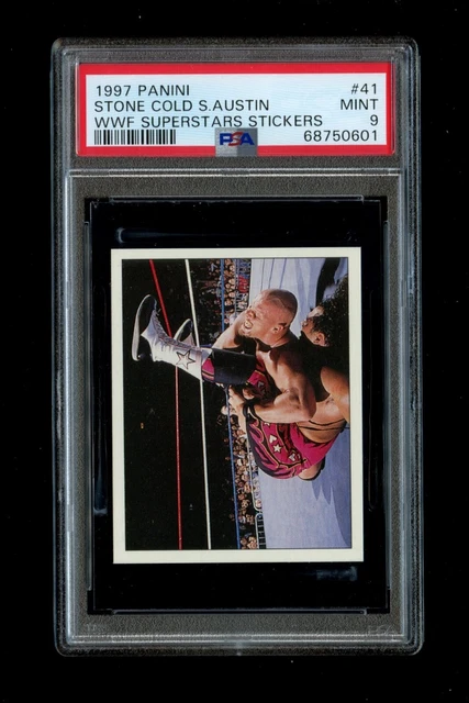 1997 Panini WWF Superstars Stone Cold Steve Austin Stickers #41 PSA 9 Mint Pop 8