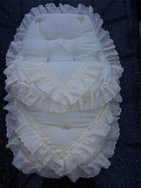 Baby's Cosy Toes / Footmuff 3-in-1 in  cream  double lace design design