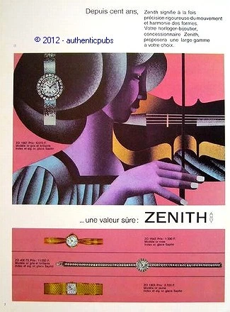 Publicite Montre Zenith Horloger Bijoutier Le Violon De 1965 French Ad Watch Pub