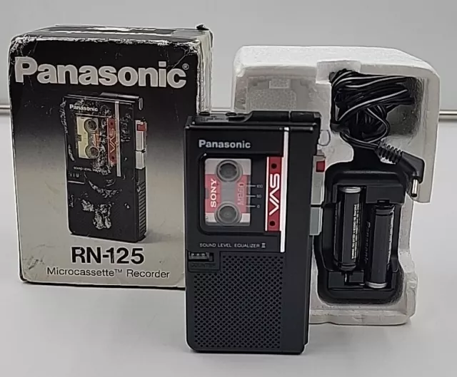 Panasonic Microcassette Recorder: RN 125 W/ Batteries, Charger & Sony MC60 Tape