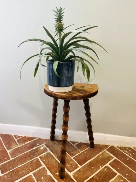 French Vintage Bobbin Leg Rustic Stool