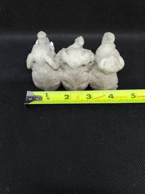 Stone Critters Elephants See Hear Speak No Evil SC-423 Made in the USA EUC 3