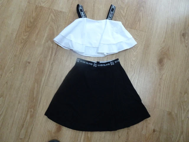 Gonna da pattinatore RIVER ISLAND 2 pezzi e set top bianco ETÀ 9 - 10 ANNI eccellente