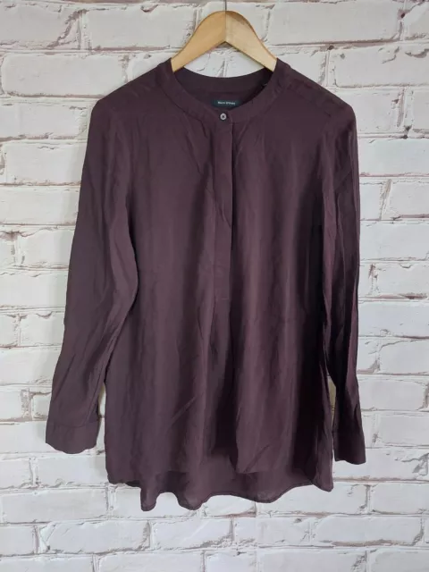 Marc O Polo Chemisier Femme Top Gr. 40 L Marron Manches Longues Viscose Modal