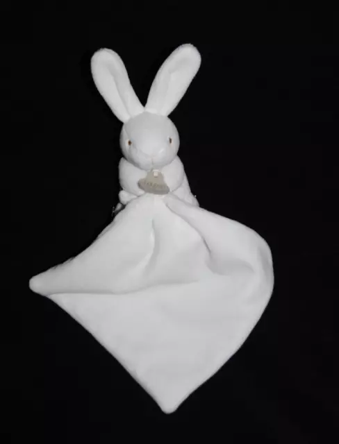 DOUDOU ET COMPAGNIE lapin blanc mouchoir double boite fleur DC303 Etat NEUF