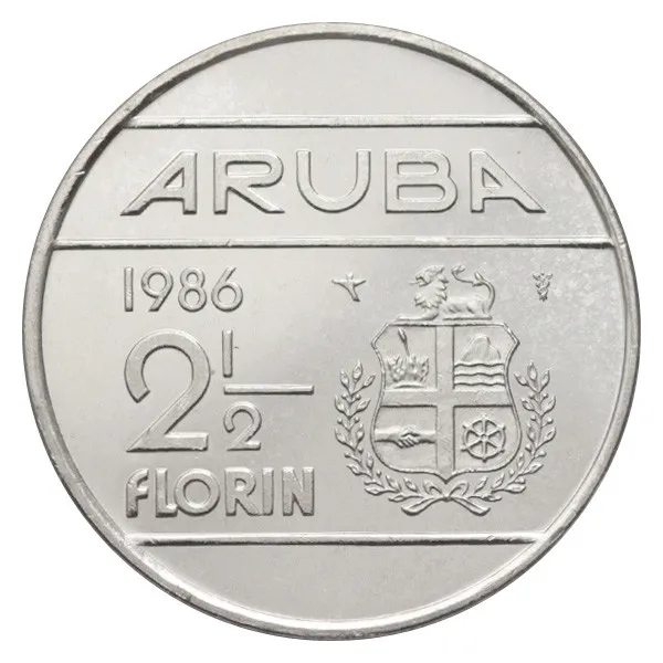 Aruba 2 1/2 Florin Beatrix Queen Of Netherlands 1986 Unc