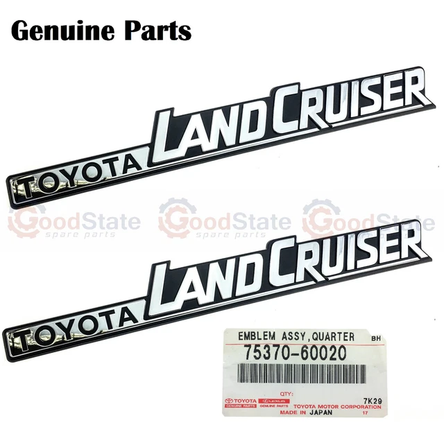 Toyota Land Cruiser FJ60 BJ60 Rear Quarter Panel Emblem Set – 1981-1990, OEM Pair, 75370-60020