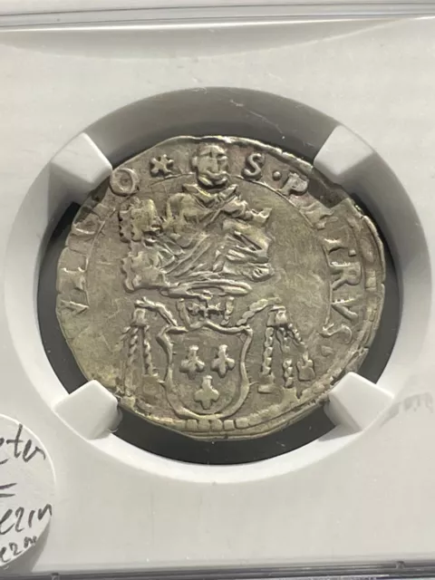 France Papal Comtat  Avignon 1627 Silver Barberin Pope Urban VIII NGC VF details