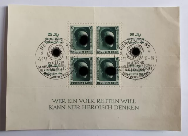 Briefmarkenblock Mi.Nr. Block 8 - Deutsches Reich - Gestempelt 1937