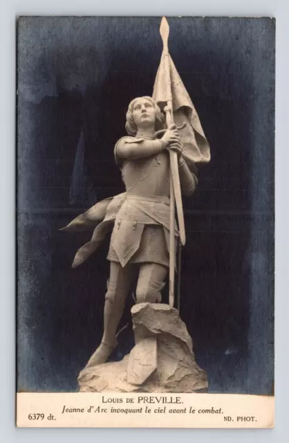 Vintage Postcard JOAN OF ARC FIGHT STATUE Louis de Preville FRANCE RPPC 1908