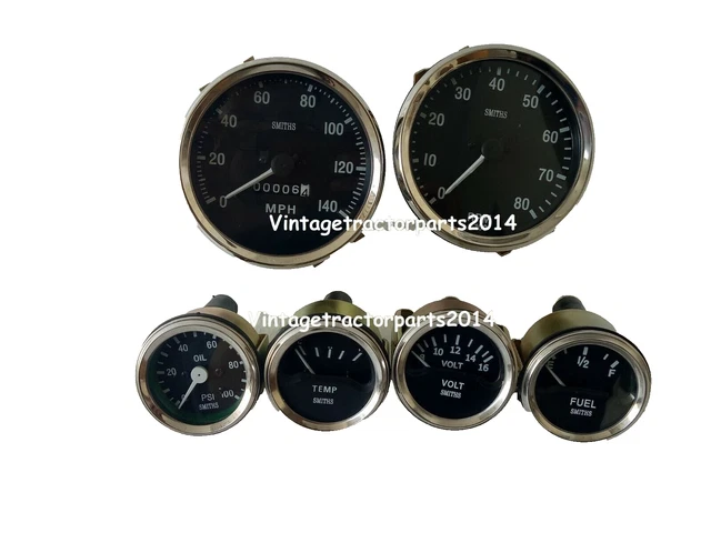 Smiths Style 100mm Gauge Set – 0-180MPH Speedo, Tach, ElecTemp, Oil, Fuel, Amp – 5 Gauge Kit