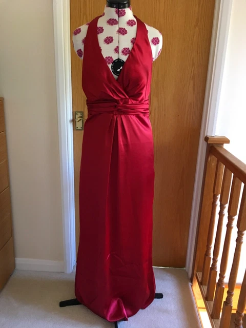 DEBUT DEBENHAMS HALTER NECK Evening Prom Party Formal Satin Dress RED Size 10 14.99 PicClick UK