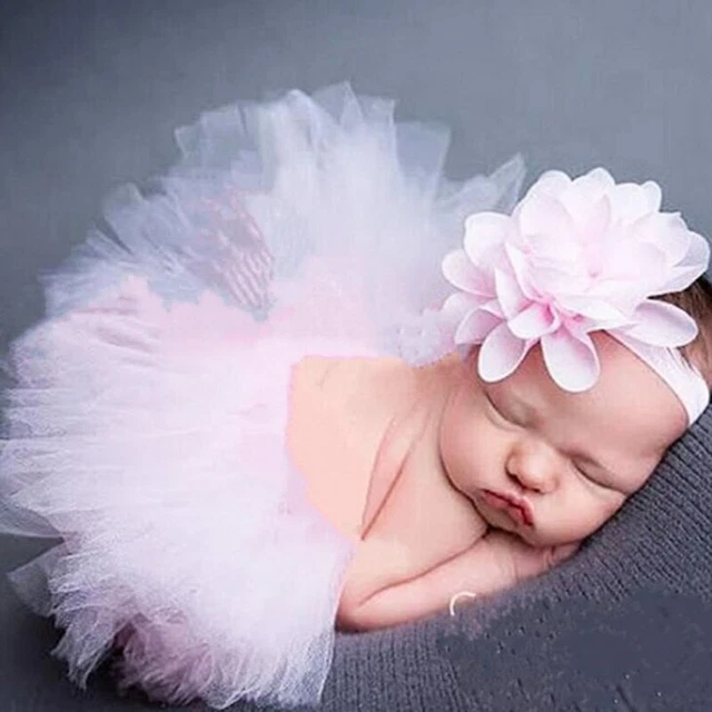 Dolce Set Bambino Ballet Fascia-Capelli Fiore Gonna Tull Costume Tiro Rosa