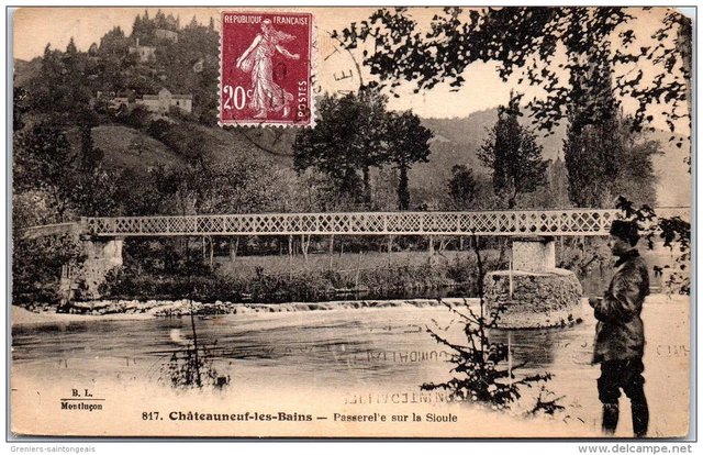 63 CHATEAUNEUF LES BAINS - passerelle sur la sioule