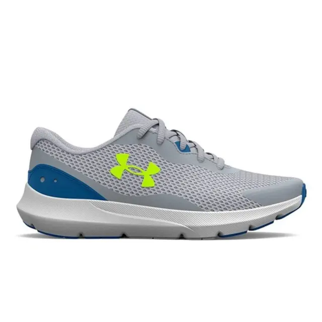 Under Armour Youths Surge 3 Trainers (Grey/Blue)