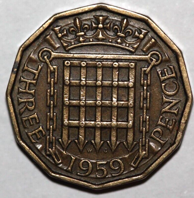 1959 Great Britain   3 Pence   Elizabeth II   21.7mm