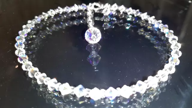 925 Sterling Silver Cystal Anklet Made With Swarovski® AB Elements