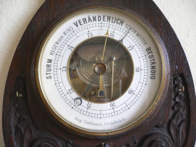 Großes Barometer Thermometer Wetterstation Osnabrück, Jugendstil um 1910 2