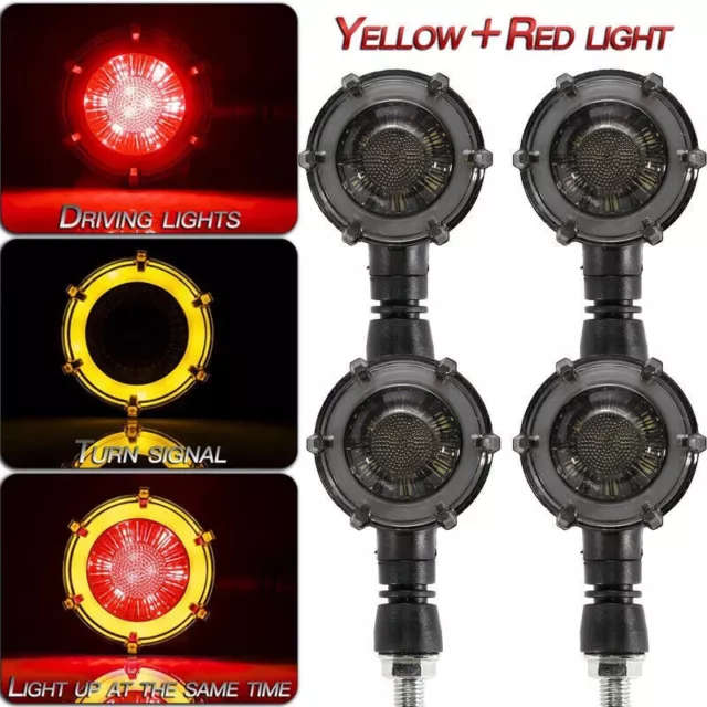 4x LED Motorcycle Turn Signals Bullet Blinker Red Indicator Lights Universal 12V
