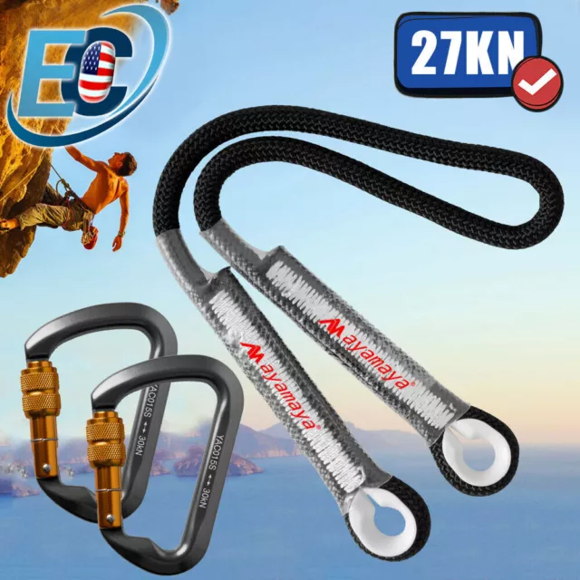 30KN Climbing Carabiner Locking Safety Prusik Climbing Rope Rappelling Rock Cord