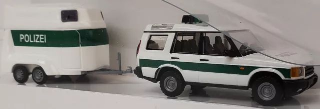 Busch NEW HO 1/87 Scale Police Land Rover Discovery with Horse Trailer "POLIZEI"