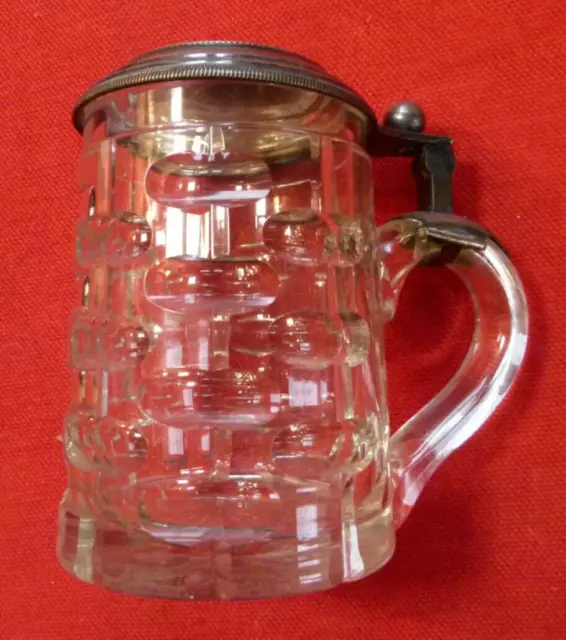 Bierkrug  Kristallglas,mundgeblasen handgeschliffen mit Silberdeckel L. Schröter