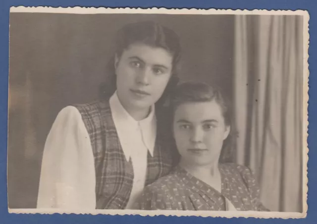 Portrait of Two Pretty Young Girls, Lovely Ladies Soviet Vintage Photo USSR