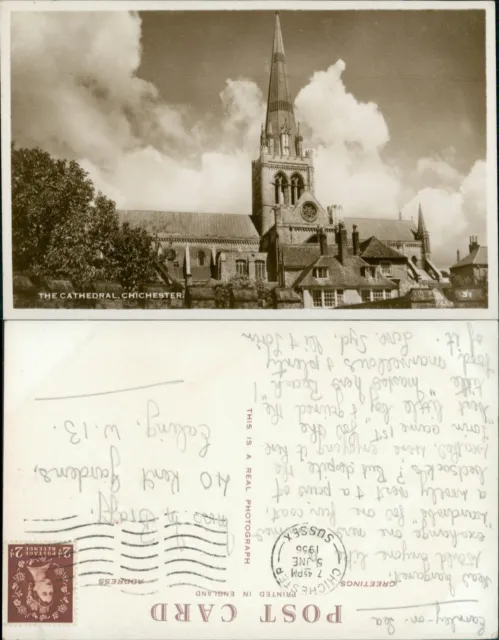 Chichester Cathedral GB 1956 Cancel Real Photo RP
