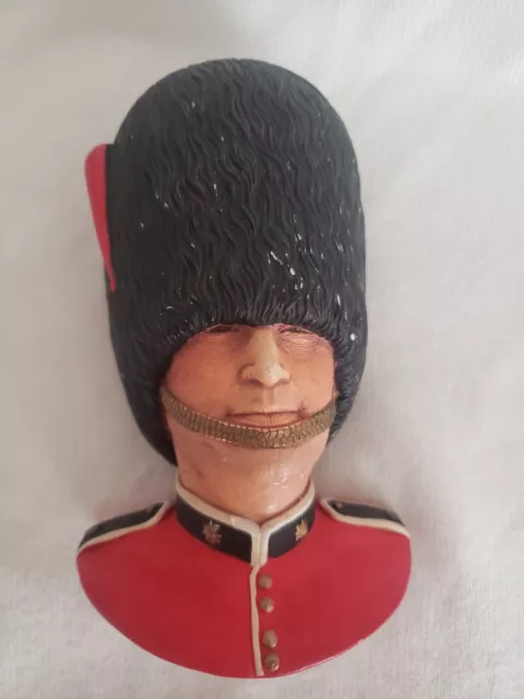 Guardsmand Sculpture Bust Legend 1987 Signed Chalkware Wall Hanging - England