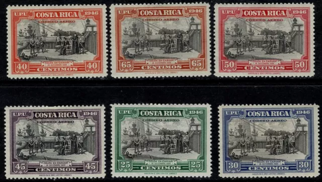 Stamps sellos Costa Rica 1947 Colon en Cariari yvert tellier A-151/156 charnela
