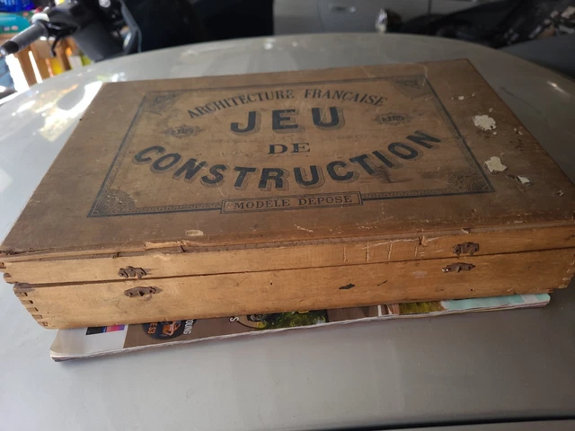 Jeu De Construction Ancien En Bois – Architecture Française – Jouet Vintage