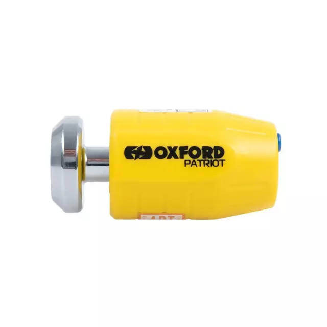 Oxford Patriot Ultra Strong Motorbike Motorcycle Disc Lock Yellow 14 mm New