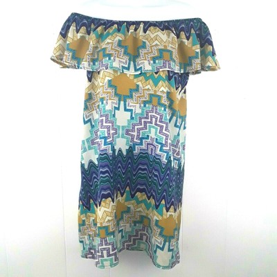 Kate And Lily Dress Womens Medium M Off The Shoulder Geometric Aztec