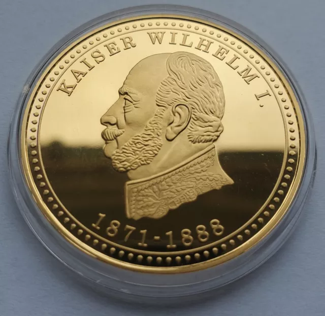 Medaille - Kaiser Wilhelm I. - 24 Karat Gold / Vergoldet - Sehr Selten