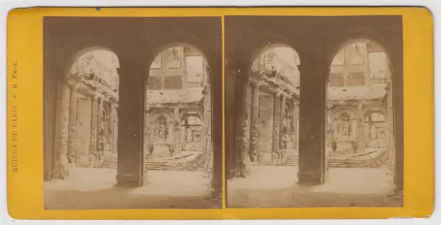 Paris ruins 1871 stereoview-interior of the ruined Tuileries by J. Raudnitz