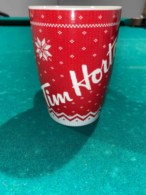 Tim Hortons 2015 Limited Edition No. 15 Red White Christmas Sweater Coffee Mug