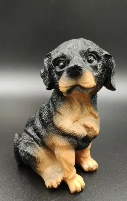 Rottweiler Pup Dog Figurine Statue Resin Statue 5" Tall Puppy Sitting Rotty